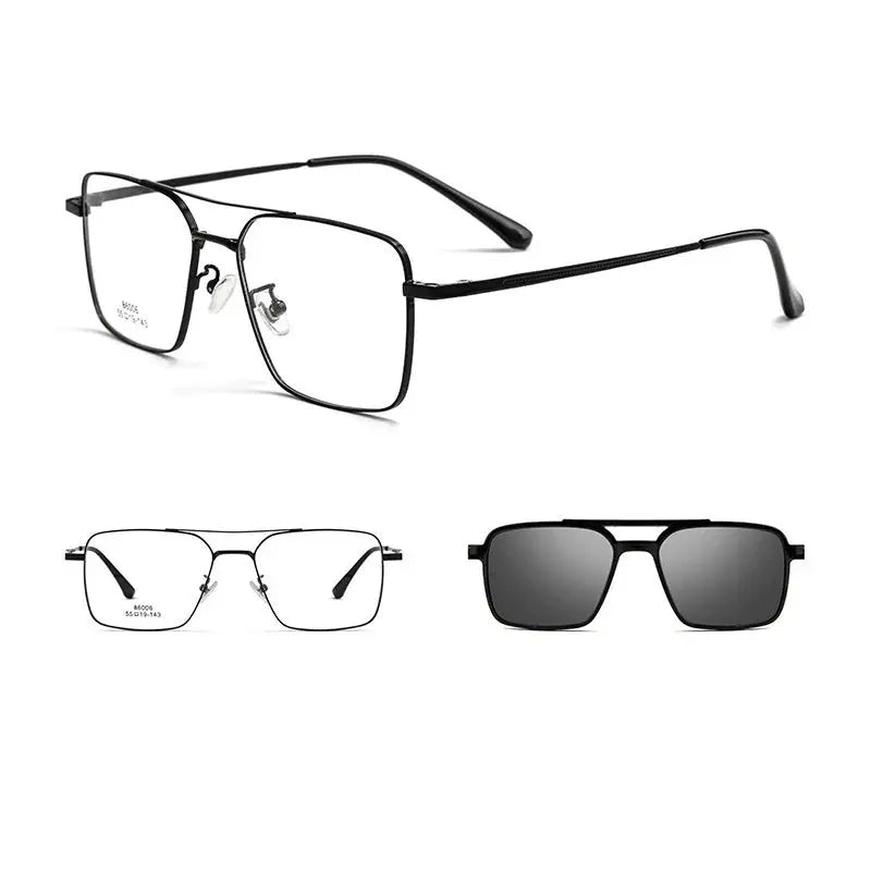 Men's Square Full Rim Double Bridge Clip-On Prescription Glasses — view 6 | Rx Spectacle
