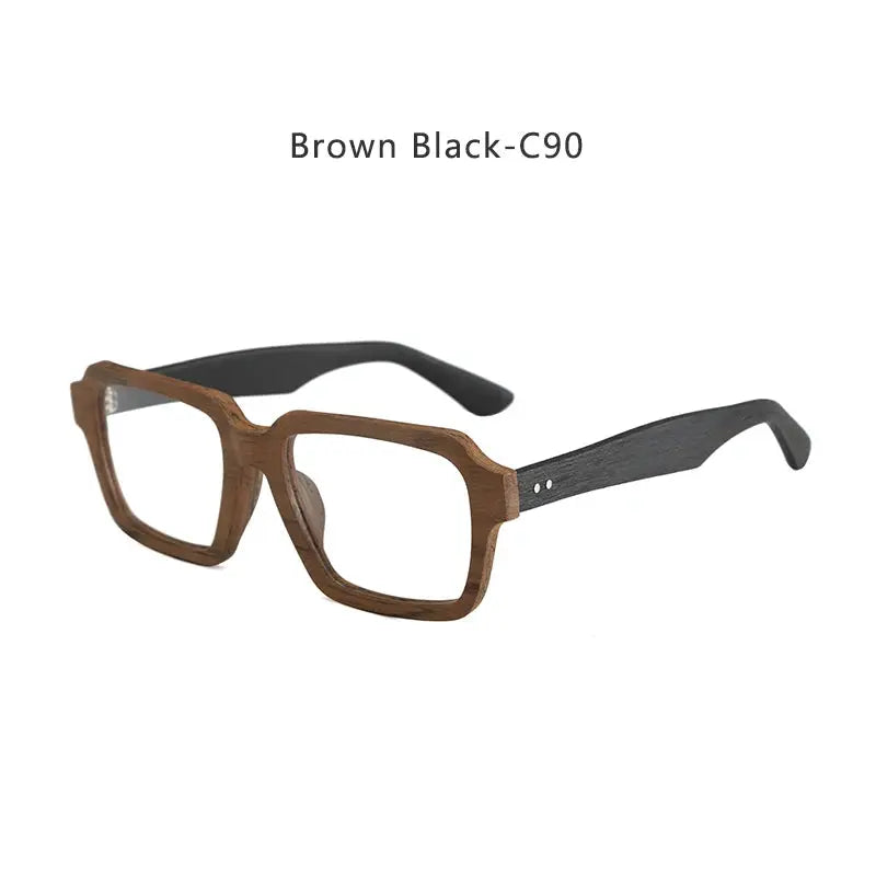 Men's Square Full Rim Wood Prescription Glasses 8184 — view 8 | Rx Spectacle
