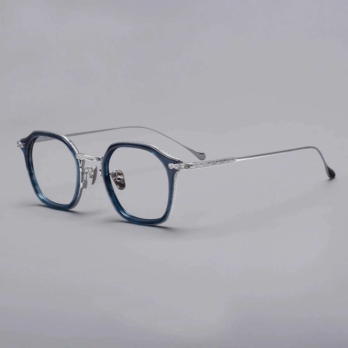 Unisex Square Full Rim Titanium Prescription Glasses 396108 — view 4 | Rx Spectacle