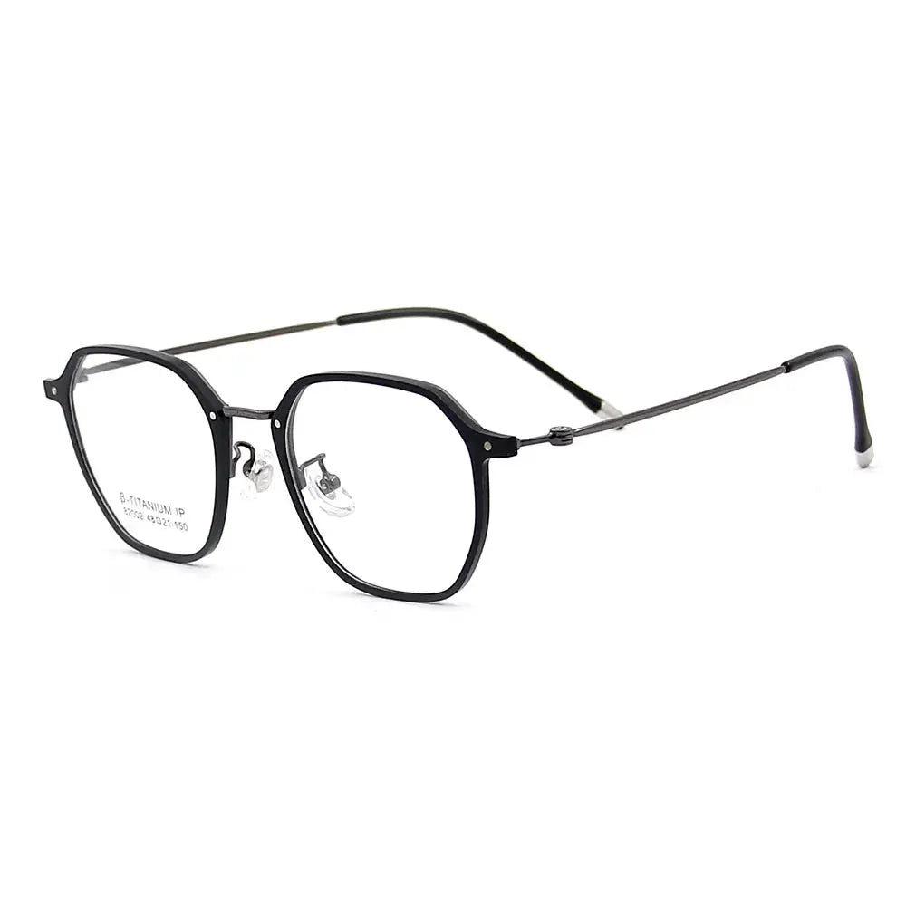 Women's Polygon Full Rim Titanium Flat Top Prescription Glasses 82002 — view 3 | Rx Spectacle