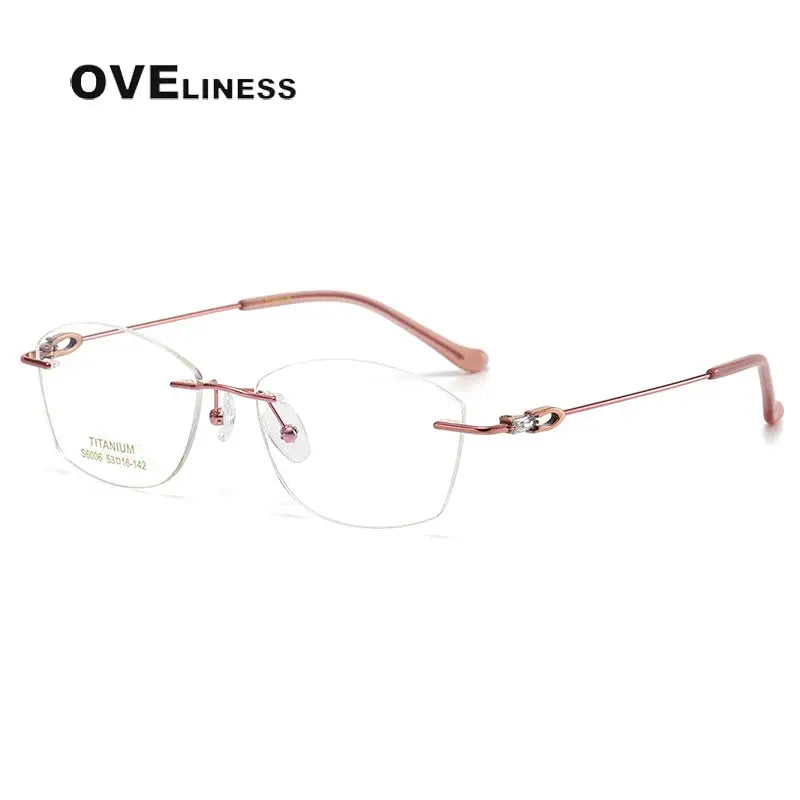 Women's Cat Eye Rimless Titanium Prescription Glasses 196006 — view 7 | Rx Spectacle