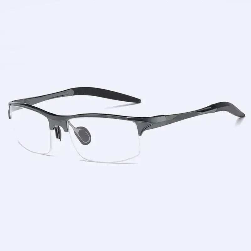 Unisex Rectangular Semi-Rimless Titanium Prescription Glasses 8177 — view 5 | Rx Spectacle