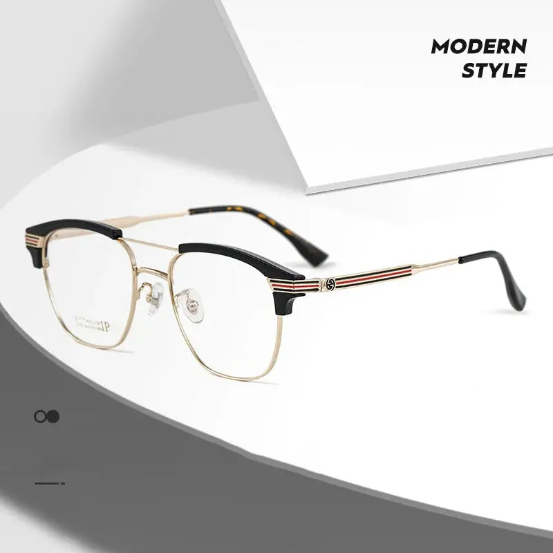 Men's Square Full Rim Titanium Double Bridge Prescription Glasses Bj2315 — view 1 | Rx Spectacle