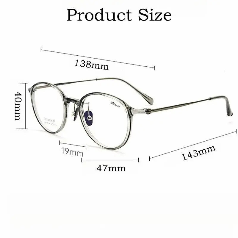 Unisex Round Full Rim Titanium Prescription Glasses L9108y — view 5 | Rx Spectacle