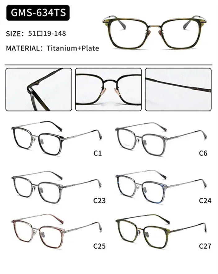 Unisex Square Full Rim Titanium Prescription Glasses 0634 — view 13 | Rx Spectacle