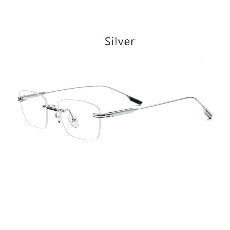 Unisex Polygon Rimless Titanium Prescription Glasses 10093 — view 3 | Rx Spectacle
