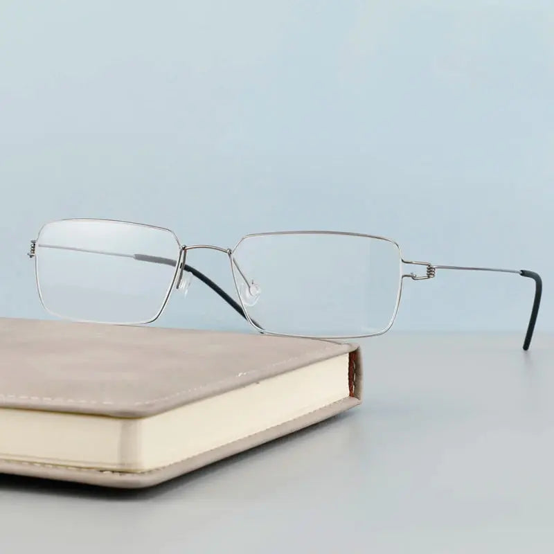 Women's Square Full Rim Titanium Screwless Prescription Glasses 634137 — view 7 | Rx Spectacle
