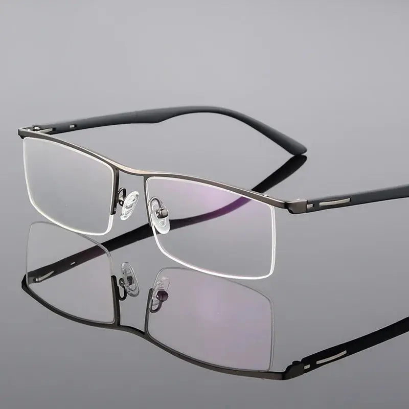 Men's Browline Semi-Rimless Titanium Prescription Glasses 48831 — view 5 | Rx Spectacle