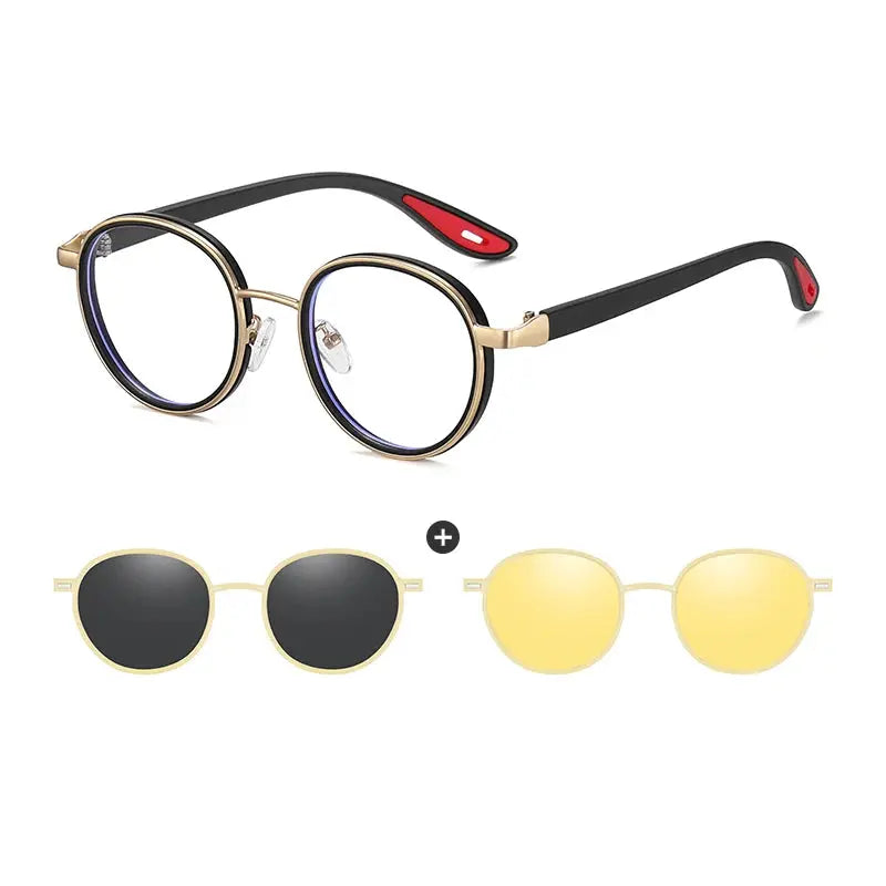 Unisex Round Full Rim Alloy Clip-On Prescription Glasses 773001 — view 6 | Rx Spectacle