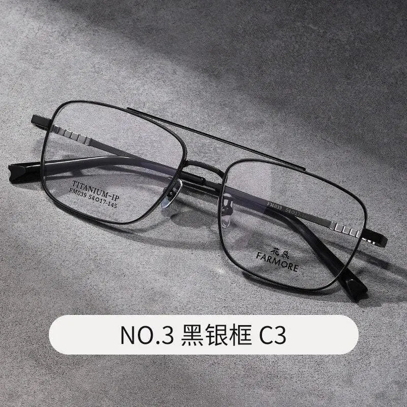Unisex Square Full Rim Titanium Double Bridge Prescription Glasses Fm039 — view 4 | Rx Spectacle