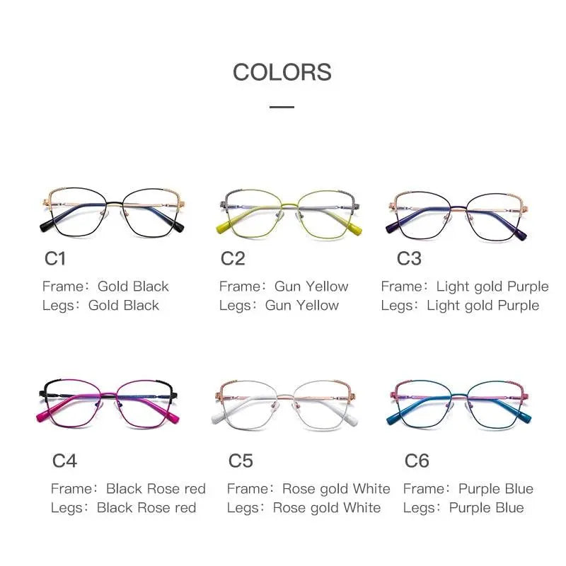 Women's Cat Eye Full Rim Alloy Prescription Glasses — view 9 | Rx Spectacle