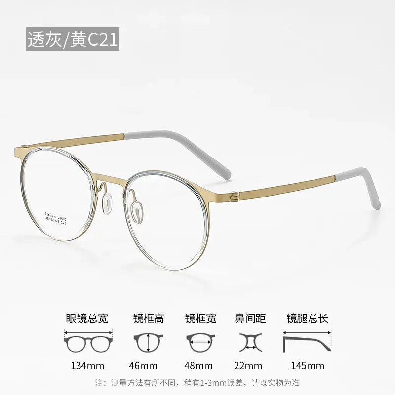 Unisex Round Full Rim Titanium Prescription Glasses J2600 — view 8 | Rx Spectacle