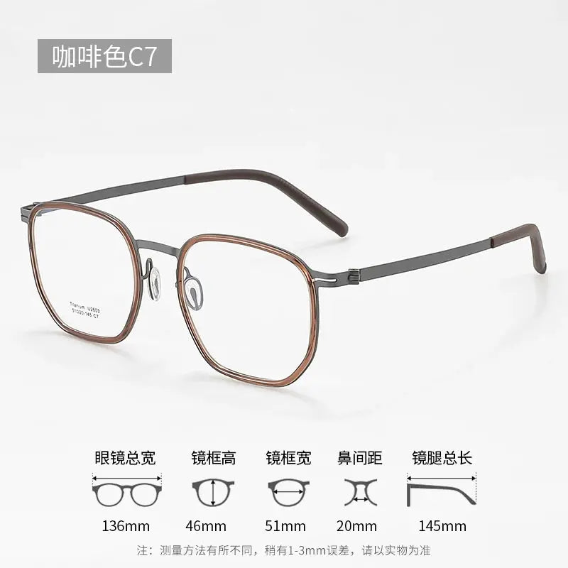 Unisex Square Full Rim Titanium Prescription Glasses J2603 — view 7 | Rx Spectacle