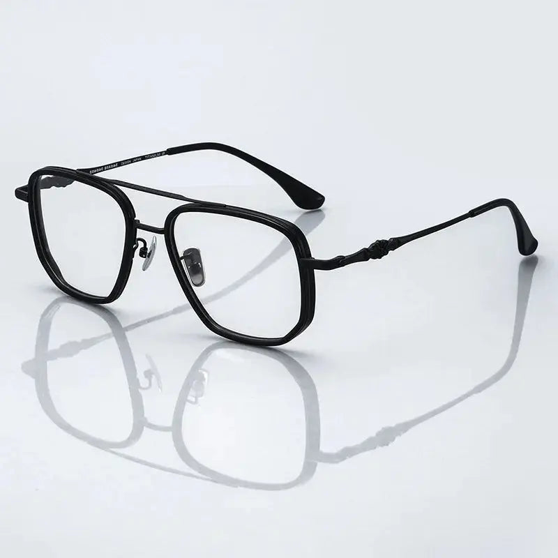 Men's Square Full Rim Titanium Prescription Glasses 985245 — view 3 | Rx Spectacle