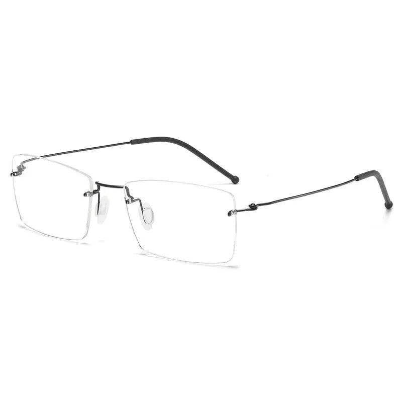 Unisex Square Rimless Titanium Prescription Glasses T5935 — view 10 | Rx Spectacle