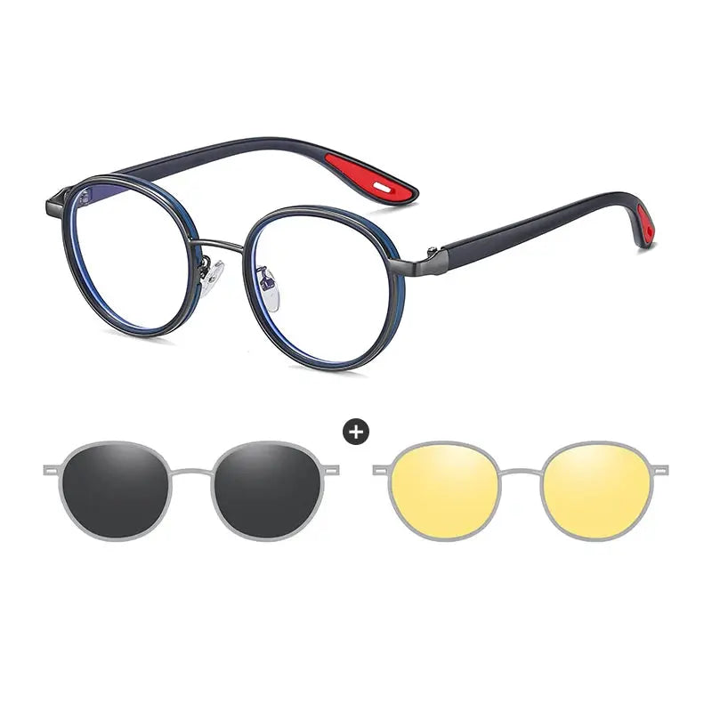 Unisex Round Full Rim Alloy Clip-On Prescription Glasses 773001 — view 5 | Rx Spectacle