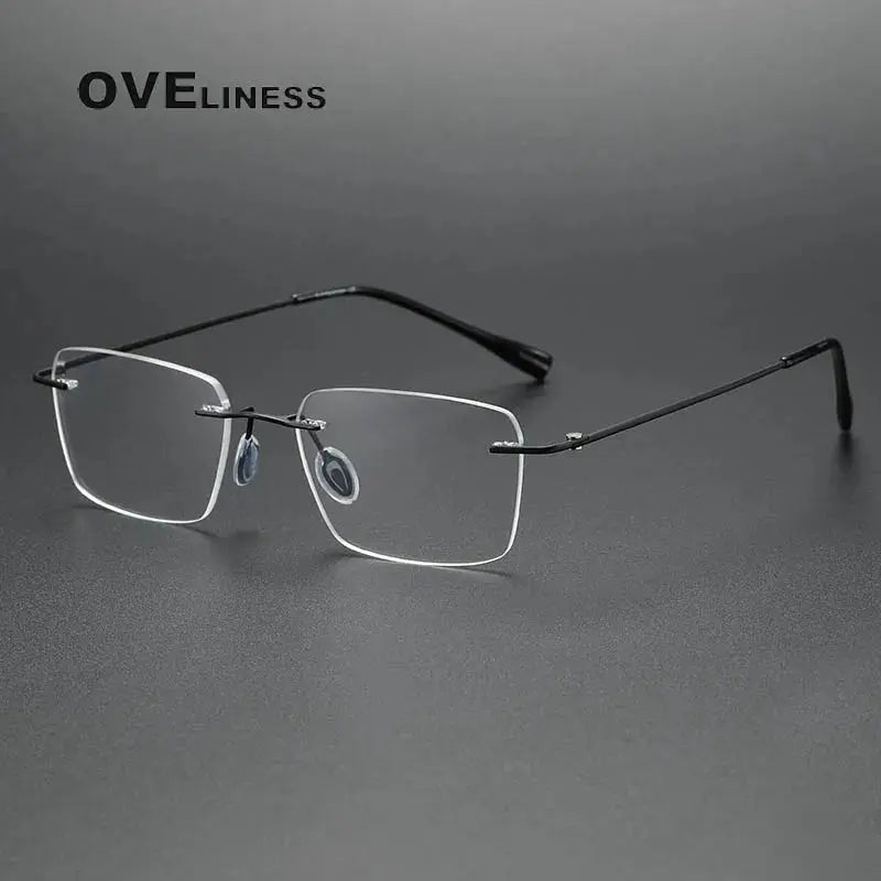 Women's Square Rimless Titanium Prescription Glasses 80965 — view 5 | Rx Spectacle