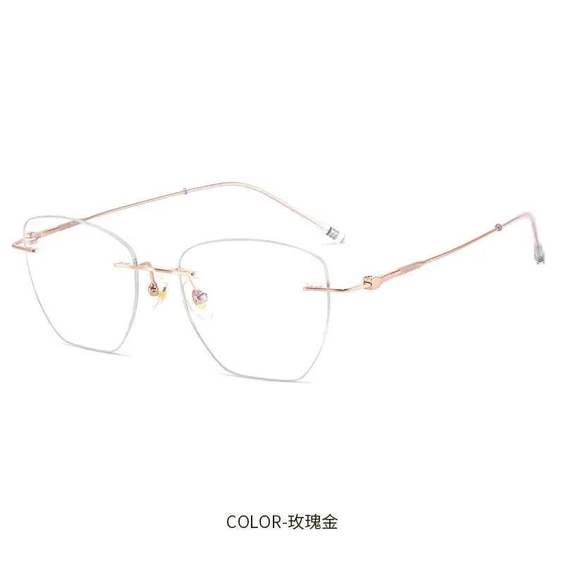 Women's Cat Eye Rimless Titanium Prescription Glasses 60194 — view 4 | Rx Spectacle