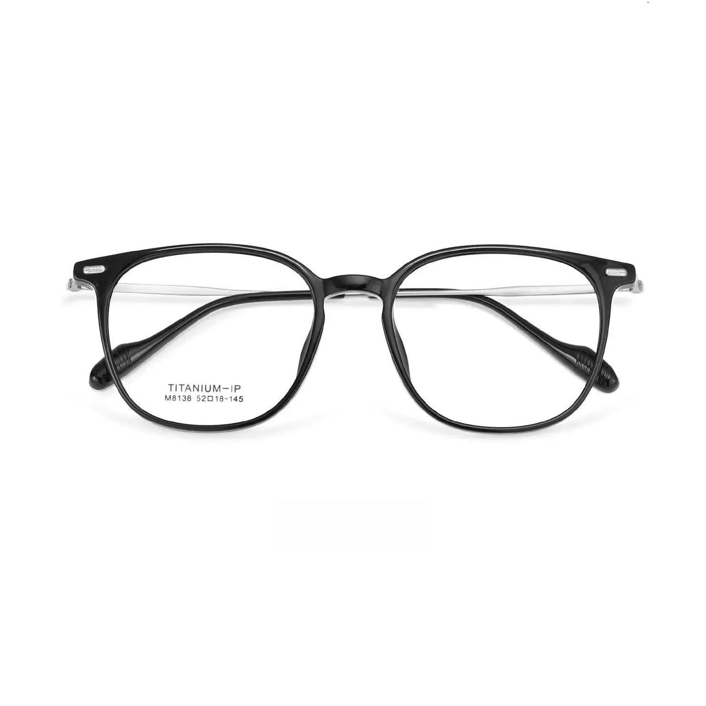 Unisex Square Full Rim Titanium Prescription Glasses M8138 — view 8 | Rx Spectacle