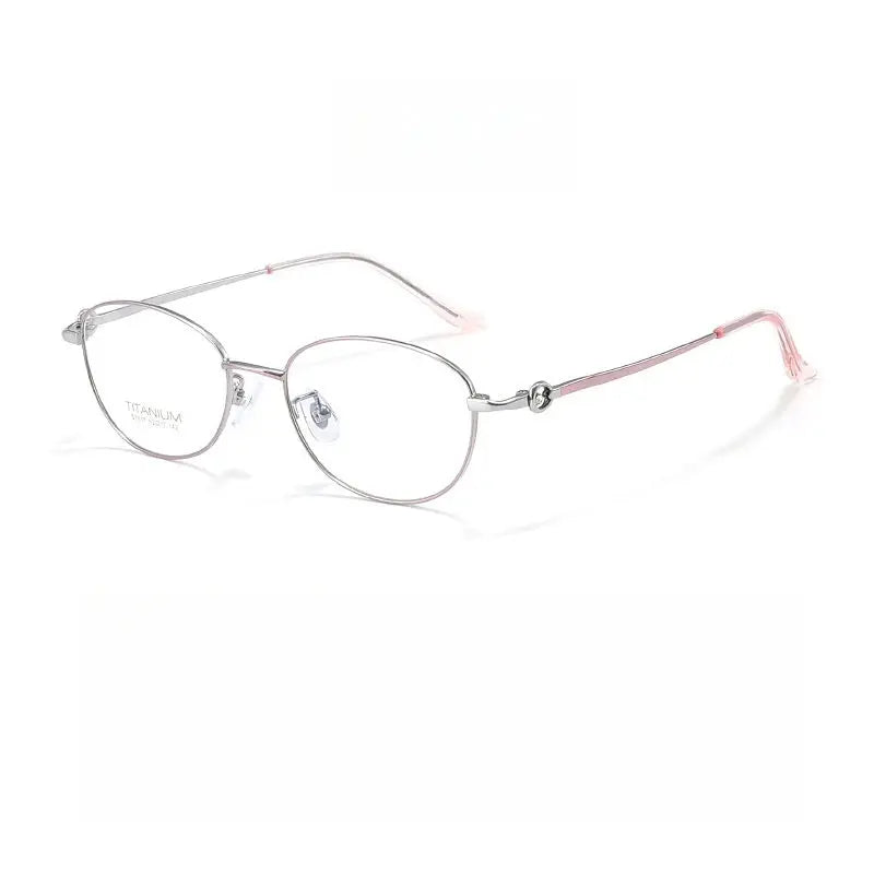 Women's Oval Full Rim Titanium Prescription Glasses 7017 — view 7 | Rx Spectacle
