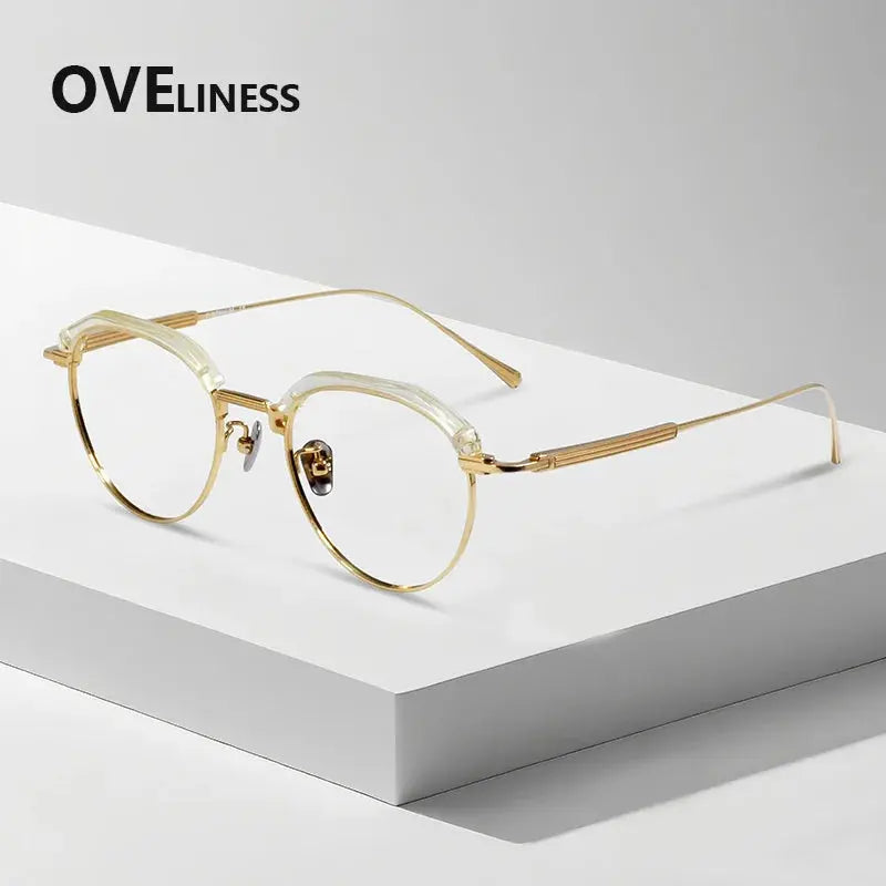 Women's Oval Full Rim Titanium Flat Top Prescription Glasses 739903 — view 7 | Rx Spectacle