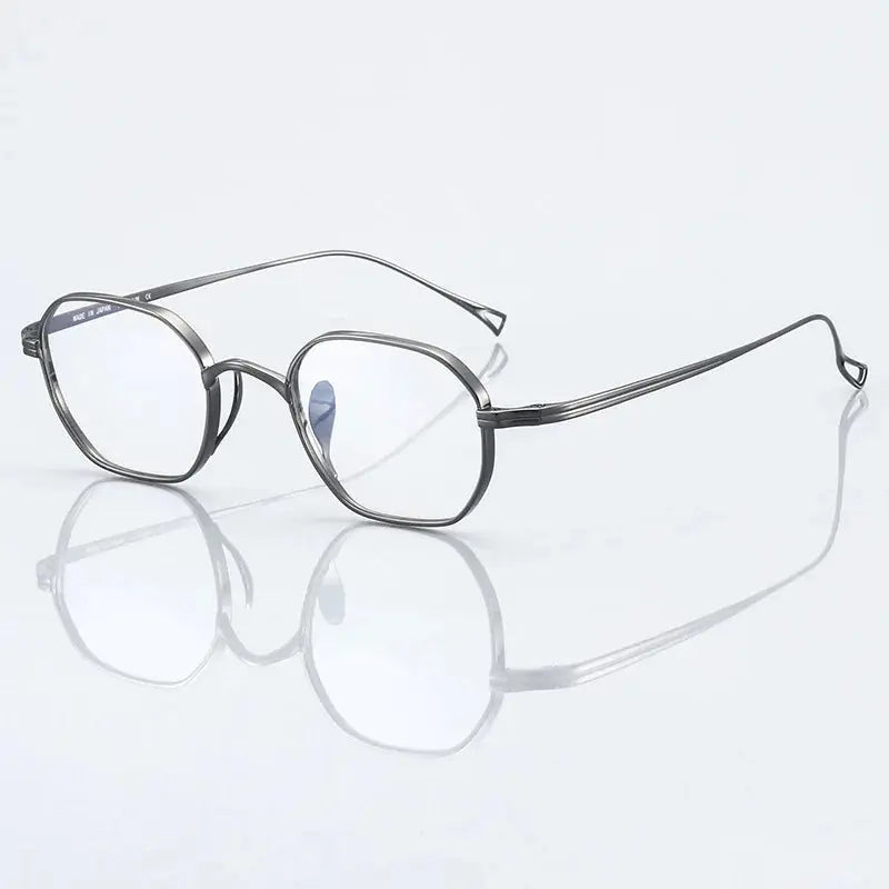 Unisex Polygon Full Rim Titanium Flat Top Prescription Glasses 389917 — view 4 | Rx Spectacle