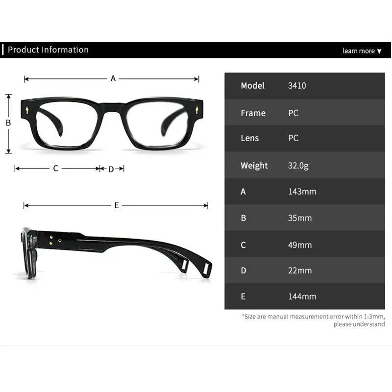 Unisex Rectangular Full Rim Acetate Prescription Glasses 341000 — view 2 | Rx Spectacle