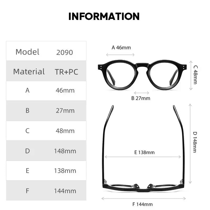 Unisex Round Full Rim Acetate Prescription Glasses Xk2090 — view 3 | Rx Spectacle