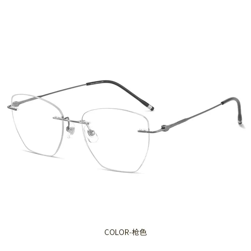Women's Cat Eye Rimless Titanium Prescription Glasses 60194 — view 6 | Rx Spectacle