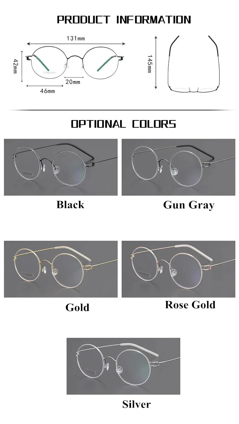 Women's Round Full Rim Titanium Screwless Prescription Glasses 195003 — view 2 | Rx Spectacle