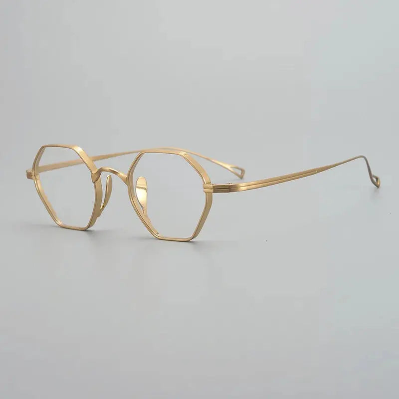 Unisex Polygon Full Rim Titanium Flat Top Prescription Glasses 49152 — view 6 | Rx Spectacle