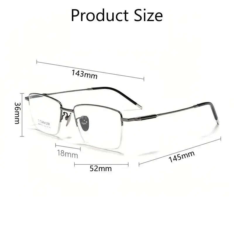 Unisex Square Semi-Rimless Titanium Prescription Glasses 81072 — view 2 | Rx Spectacle