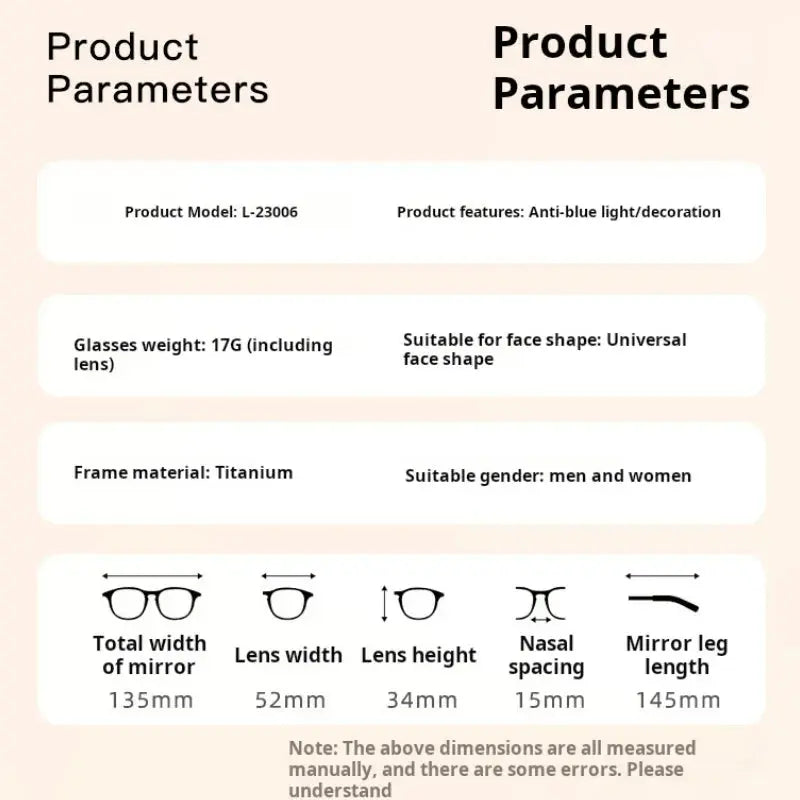Women's Square Semi-Rimless Titanium Prescription Glasses 23006 — view 2 | Rx Spectacle