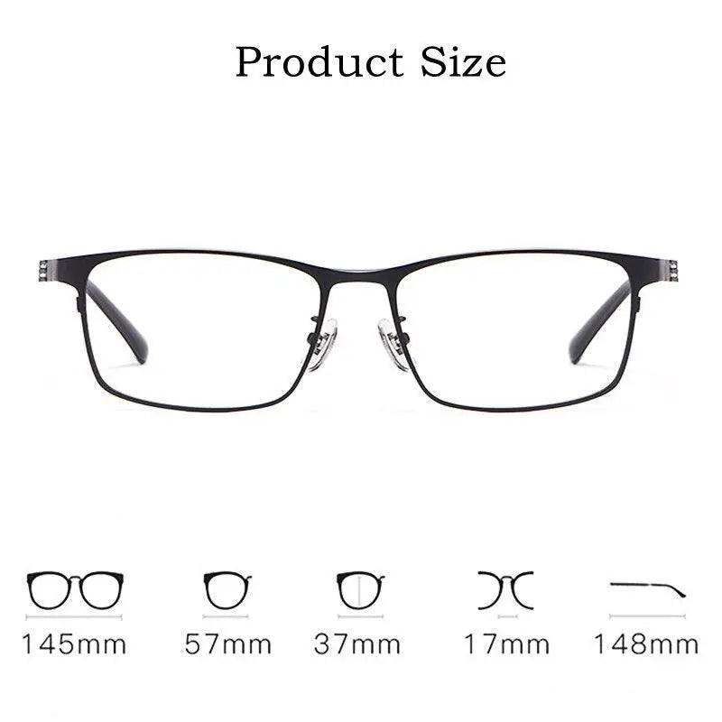 Men's Square Full Rim Titanium Prescription Glasses HT0205 — view 5 | Rx Spectacle