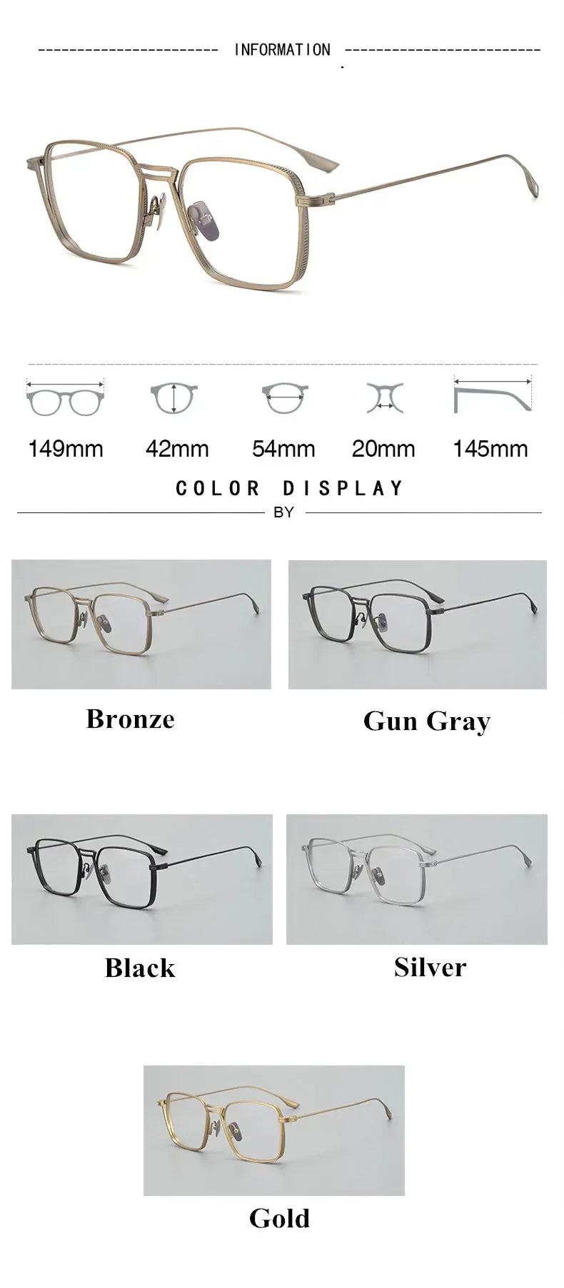 Unisex Irregular Full Rim Titanium Prescription Glasses 94125 — view 2 | Rx Spectacle