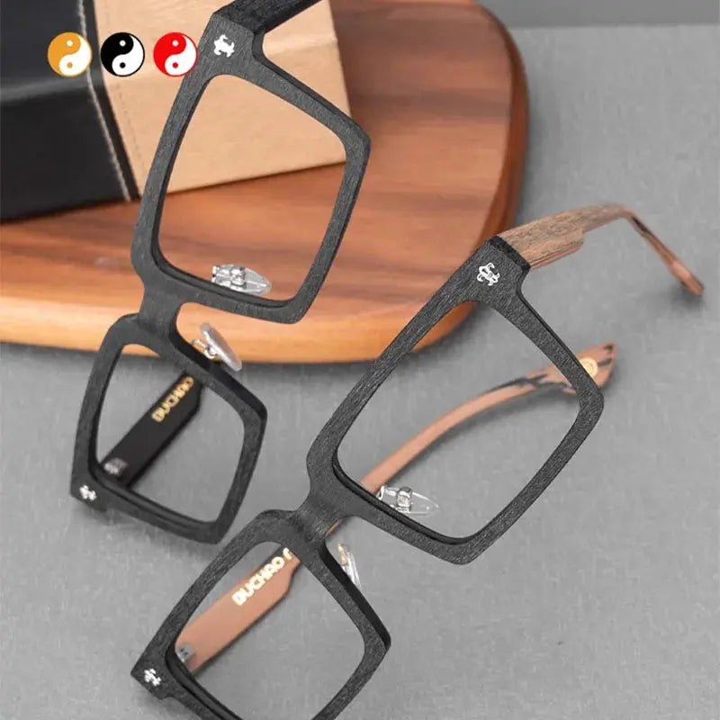 Unisex Square Full Rim Wood Oversized Prescription Glasses 10959 — view 2 | Rx Spectacle