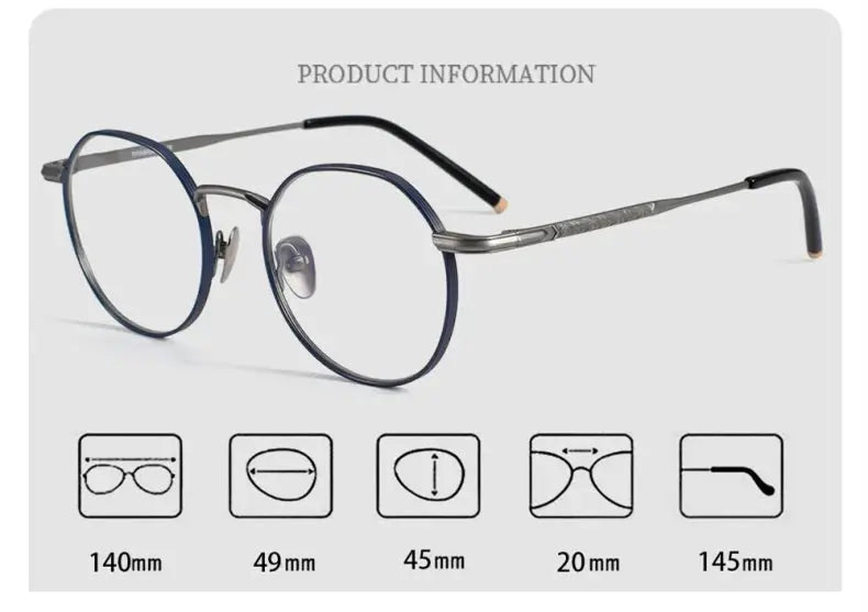 Unisex Round Full Rim Titanium Flat Top Prescription Glasses 49140 — view 2 | Rx Spectacle