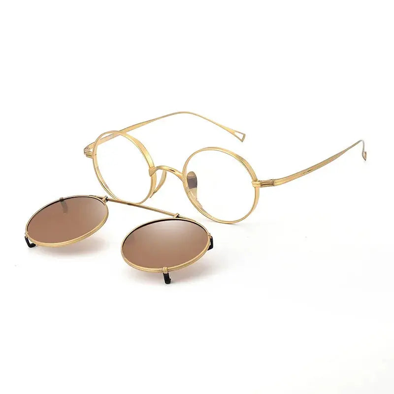 Women's Round Full Rim Titanium Clip-On Prescription Glasses 310518 — view 3 | Rx Spectacle