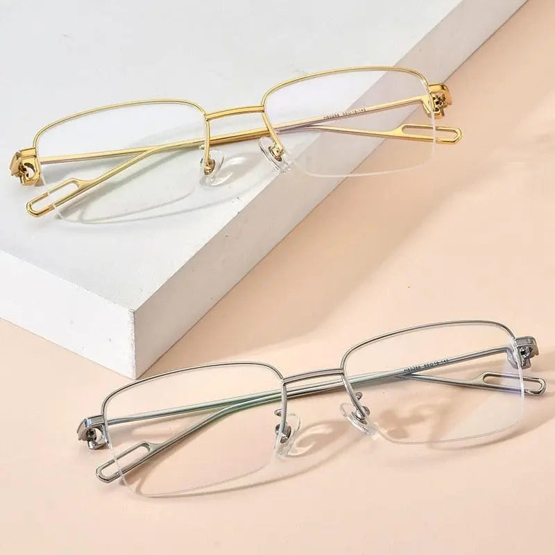 Men's Square Semi-Rimless Titanium Prescription Glasses 150258 — view 5 | Rx Spectacle