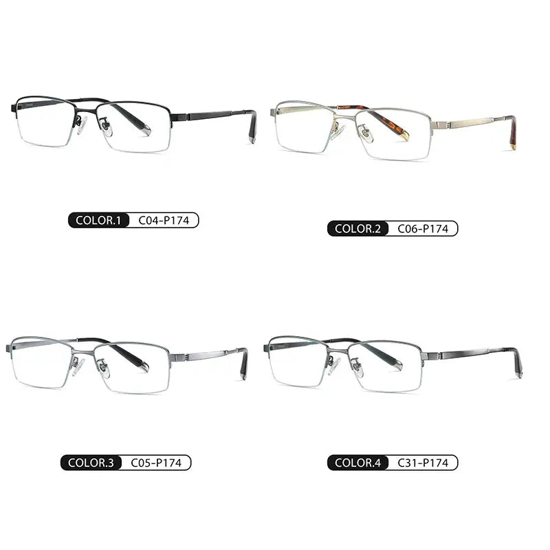 Women's Square Semi-Rimless Titanium Prescription Glasses 0907 — view 3 | Rx Spectacle
