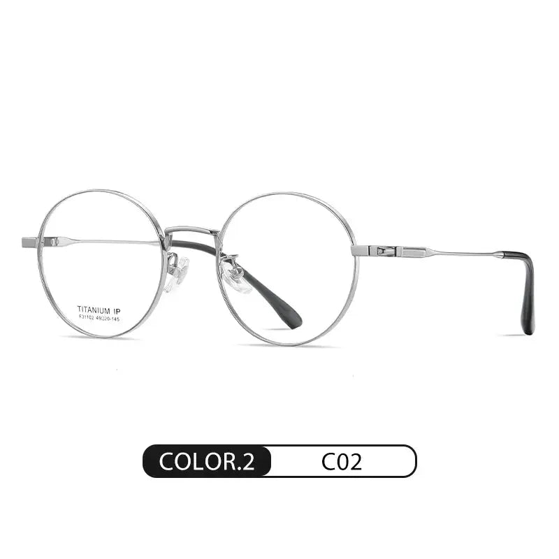 Women's Round Full Rim Titanium Prescription Glasses 31102 — view 7 | Rx Spectacle