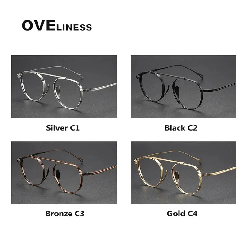 Unisex Square Full Rim Titanium Flat Top Prescription Glasses 9503 — view 5 | Rx Spectacle
