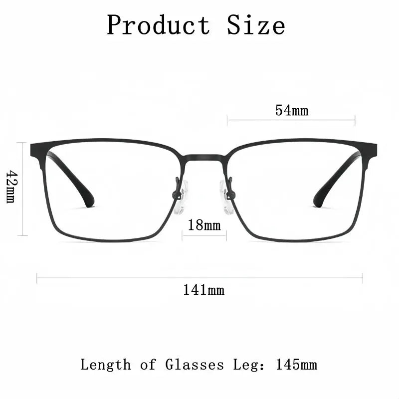Men's Square Full Rim Titanium Prescription Glasses 0239 — view 4 | Rx Spectacle