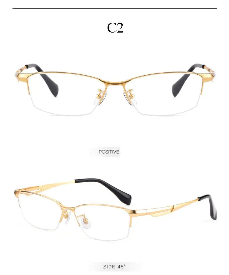 Men's Rectangular Semi-Rimless Titanium Prescription Glasses E85759 — view 10 | Rx Spectacle