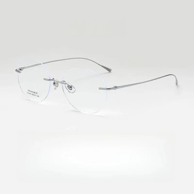 Unisex Round Rimless Titanium Prescription Glasses 231604Wk — view 8 | Rx Spectacle
