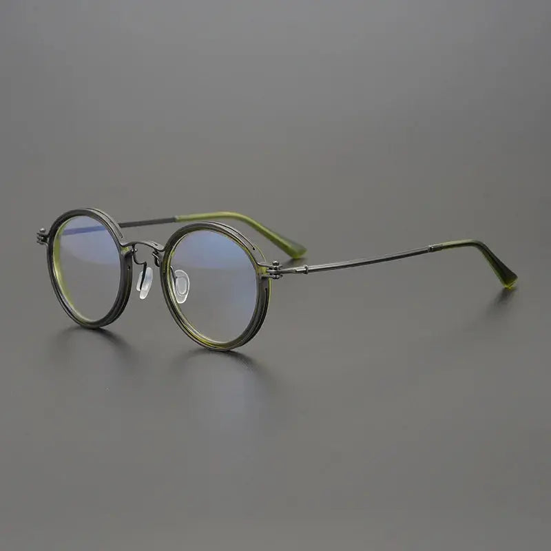 Unisex Round Full Rim Titanium Prescription Glasses 195021 — view 6 | Rx Spectacle