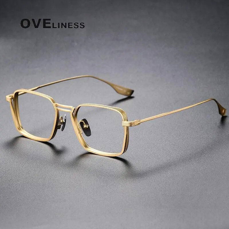 Unisex Square Full Rim Titanium Double Bridge Prescription Glasses Dlx125 — view 5 | Rx Spectacle