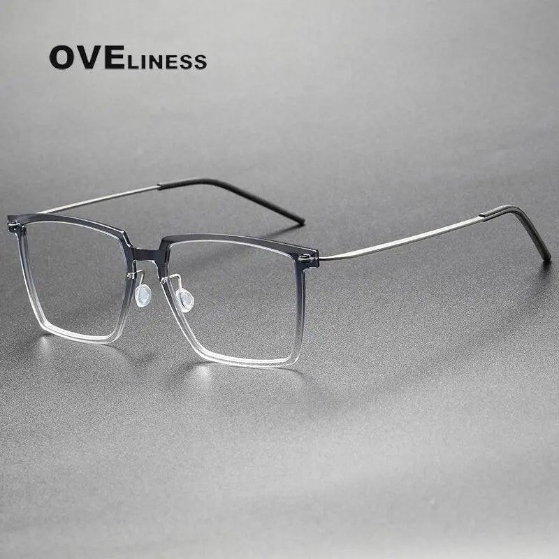 Unisex Square Full Rim Titanium Prescription Glasses — view 5 | Rx Spectacle