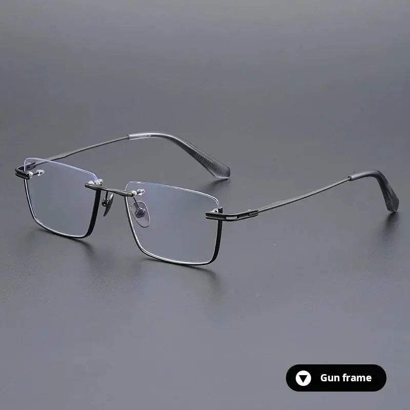 Unisex Polygon Semi-Rimless Titanium Oversized Prescription Glasses 72416 — view 4 | Rx Spectacle