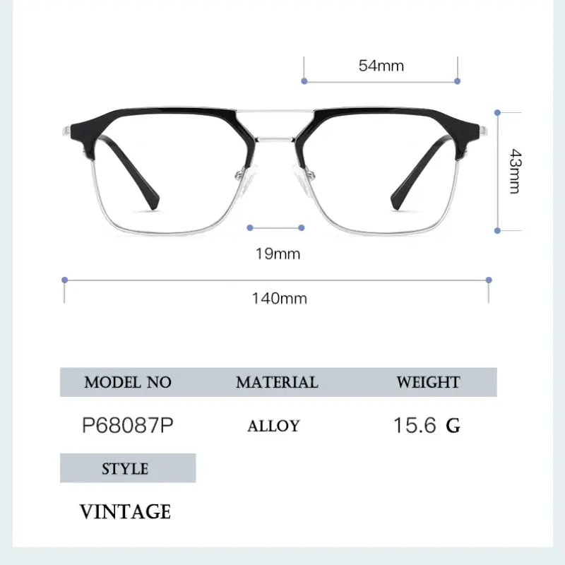 Unisex Square Full Rim TR90 Double Bridge Prescription Glasses 680874 — view 2 | Rx Spectacle